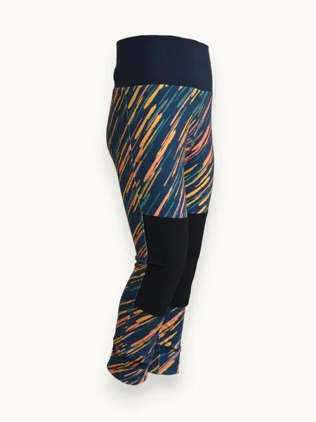 Babbily Babbily Mitwachs-Leggings Kinder Bio GOTS - Komfortbund, verstärkte Knie - Kunterbunt, Pinsel chaos (beige), – Produktbild 1 von 4