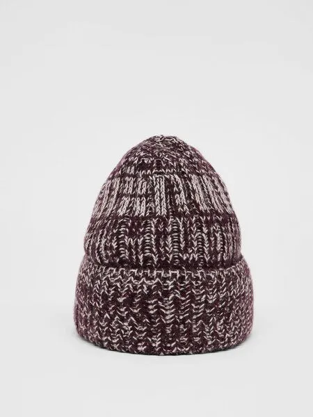 LANIUS LANIUS Strickmütze aus Bio-Schurwolle und Bio-Baumwolle, Bordeaux/ off white, – Produktbild 3 von 4