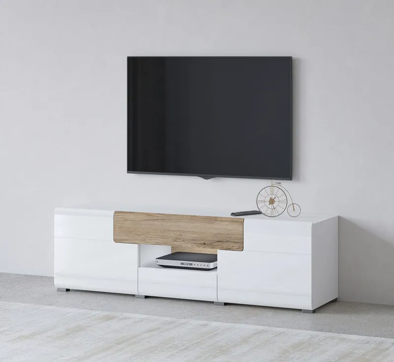 OTTO home Lowboard Toledo,Breite 159cm, trendige TV-Schrank mit dekorative Fräsungen, TV-Board ohne Beleuchtung, TV-Kommode mit viel Stauraum, Weiß, – Produktbild 1 von 8