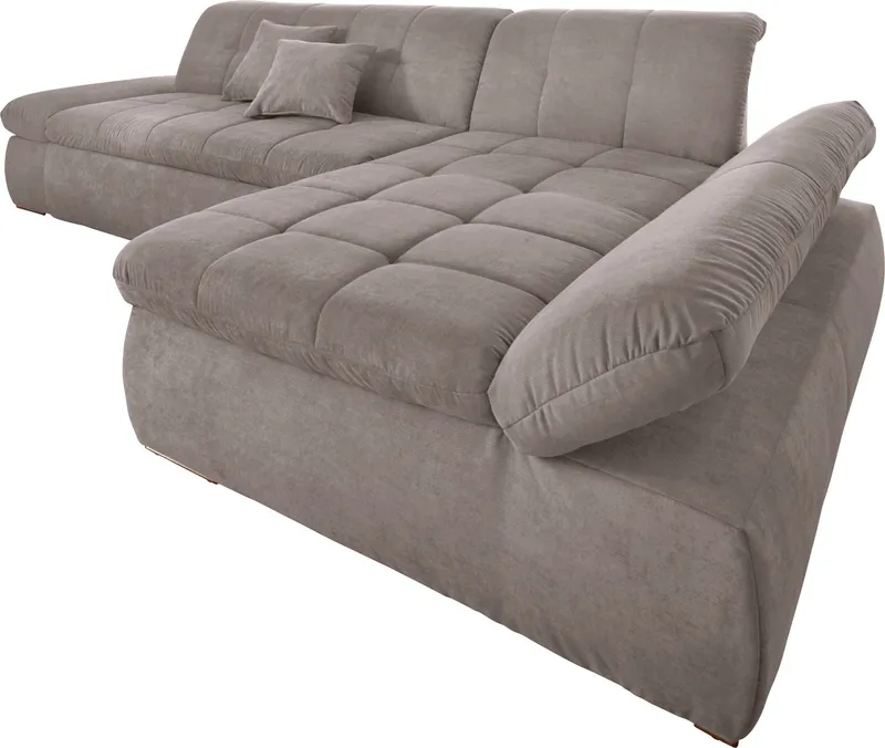 DOMO collection Ecksofa NMORIC XXL, 300x172x80cm, viel Platz, bequem, L-Form, wahlweise mit Bettfunktion und Armlehnverstellung, Braun, – Produktbild 1 von 8
