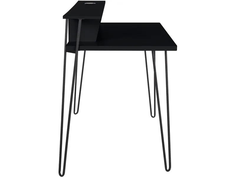 loft24 Schreibtisch Newline - Arbeitstisch Bürotisch Computertisch PC Tisch Schreibpult, mit kabelloser Ladestation und Kabeldurchführung, Breite 115 cm, Schwarz, – Produktbild 3 von 4