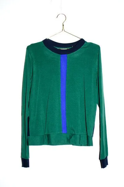 ein garten Studios ein garten Studios Colorblock Shirt aus Bio-Baumwolle und Tencel, Deep green, – Produktbild 3 von 3