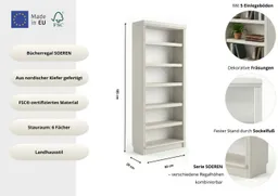 OTTO home Bücherregal Soeren Regal B/T/H: 80/29/185 cm, 6 Fächer, aus massiver Kiefer, FSC®-zertifiziert – Produktbild 1 von 1