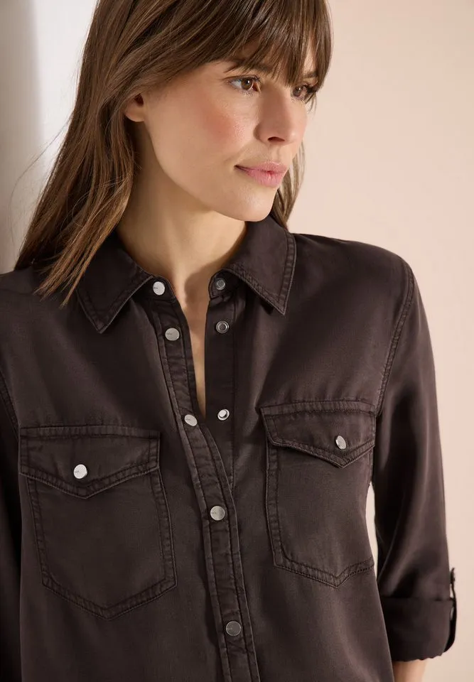 CECIL Klassische Bluse Bluse mit Hemdkragen und Turn-Up – Produktbild 3 von 5