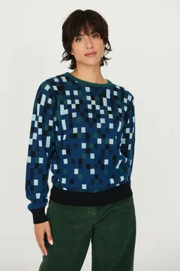 SKFK SKFK Damen vegan Pullover Iradi Mehrfarbig Blau – Produktbild 1 von 1