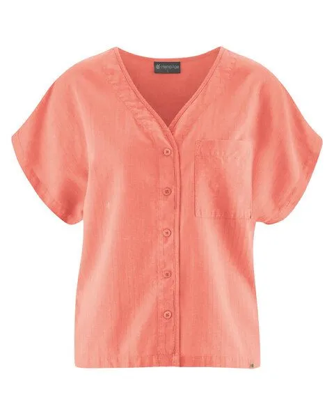 HempAge HempAge Weite Bluse Hanf/Biobaumwolle, Peach (orange), – Produktbild 1 von 4