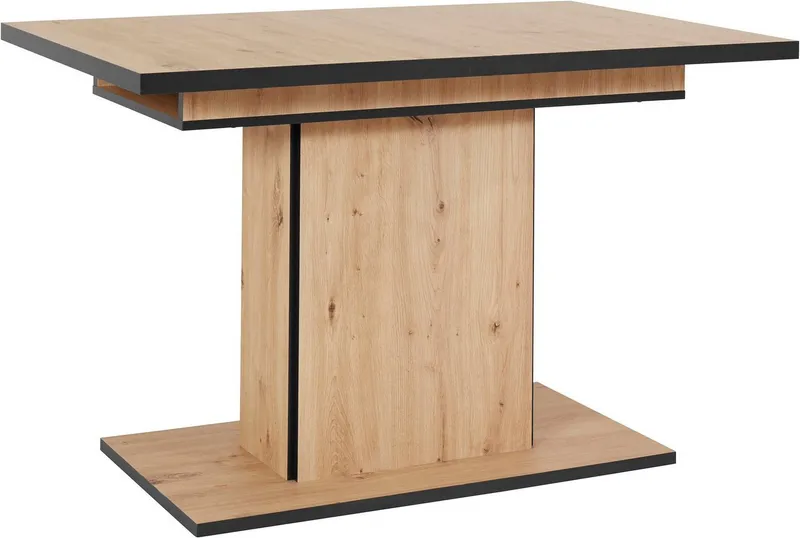 HELA Esstisch Ariana, Tisch, Küchentisch, Auszugstisch, durch innenliegende Einlegeplatten ausziehbar 120-160 cm, Beige|schwarz, – Produktbild 2 von 5
