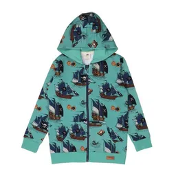 Walkiddy Pirate Ships Bio-Baumwoll Sweatjacke Grün - GOTS Zertifiziert, Fair Produziert & Nachhaltig – Walkiddy – Produktbild 1 von 1