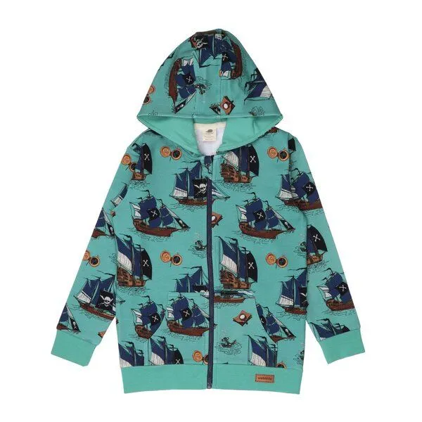 Walkiddy Pirate Ships Bio-Baumwoll Sweatjacke Grün - GOTS Zertifiziert, Fair Produziert & Nachhaltig – Walkiddy, Grün, – Produktbild 1 von 3