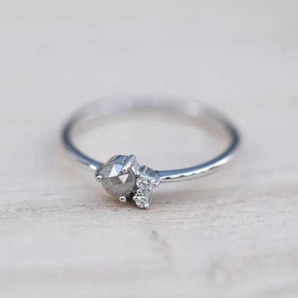 Eppi Eppi Goldring mit Salt'n'Pepper Diamant und Diamanten Marine, Rosa, – Produktbild 2 von 4