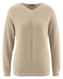 HempAge Hempage Damen vegan Pullover Timeless Gobi In Beige – Produktbild 1 von 1