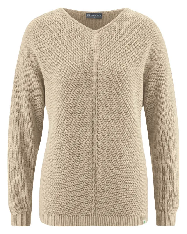 HempAge Hempage Damen vegan Pullover Timeless Gobi In Beige, Beige, – Produktbild 1 von 2