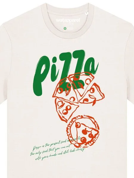 watapparel watapparel T-Shirt Unisex Pizza, Off white, – Produktbild 3 von 4