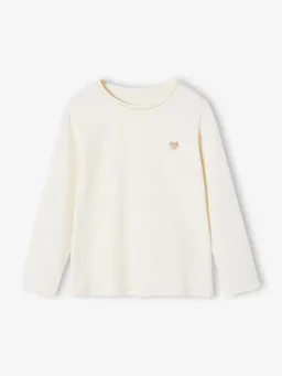 Vertbaudet Mädchen Shirt mit Glitzerherz BASIC personalisierbar – Produktbild 1 von 1
