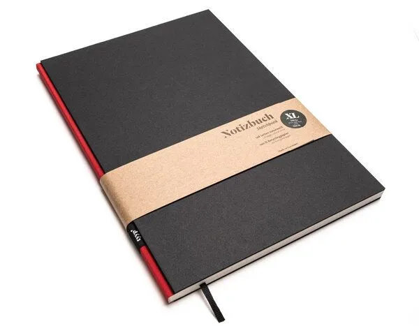 tyyp Notizbuch A4 schwarz - perforiert - 100% Recyclingpapier - BerlinBook by tyyp, Rot, – Produktbild 1 von 4