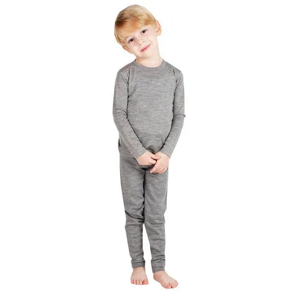 Woolona Woolona Baselayer Set - 100% Merinowolle (Kinder), Grau, – Produktbild 1 von 2