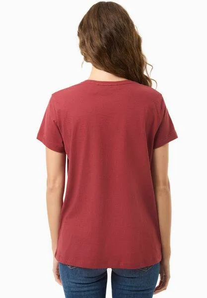 ORGANICATION ORGANICATION Damen Basic T-Shirt aus Bio-Baumwolle mit V-Ausschnitt, Merlot, – Produktbild 4 von 4