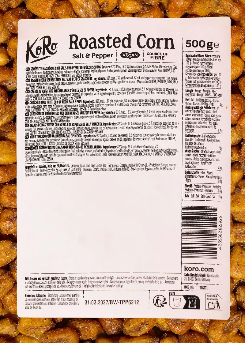 KoRo Geröstete Maiskörner mit Salz und Pfeffer | 500 g – Produktbild 5 von 5