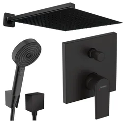 Hansgrohe und Jowi Duscharmatur Vernis Shape Unterputz Duscharmatur Schwarz, Pulsify Select S (Unterputz-Duschsystem, Größe wählbar: [XL/XXL) Handbrause: komfortable Strahlartenumstellung durch Select-Taste – Produktbild 1 von 1