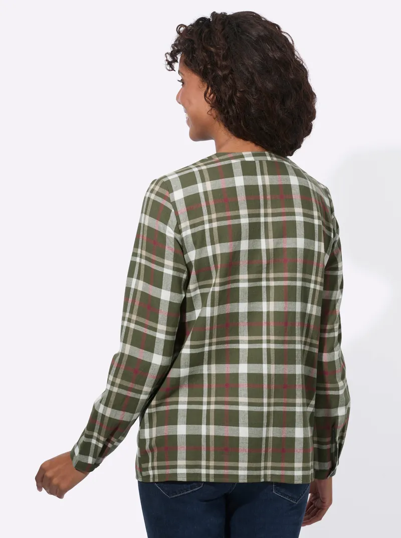 Witt Witt Flanellbluse oliv-rotbraun-kariert, Oliv-rotbraun-kariert, – Produktbild 2 von 2