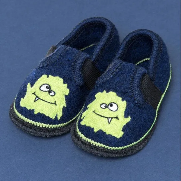 Kitz-Pichler Kitz-Pichler Bobby Monster Kinder-Hausschuh für Jungen & Mädchen aus 100% Schurwolle, Dunkel-blau, – Produktbild 4 von 4