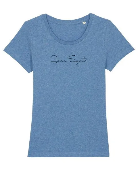 Human Family Human Family Bio Damen Rundhals T-Shirt "Amare - Free Spirit", Blau-meliert, – Produktbild 3 von 3