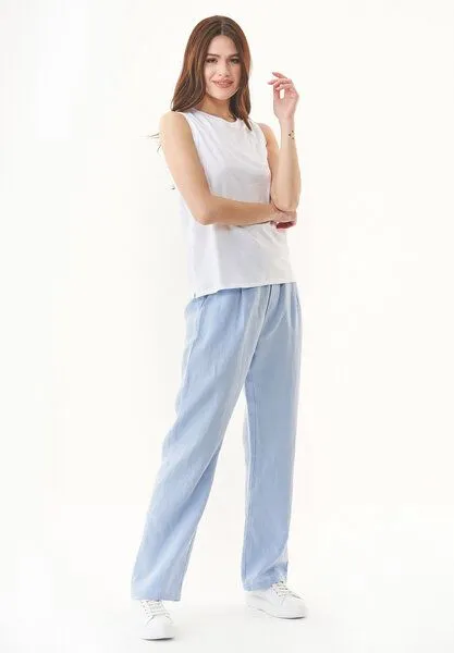 ORGANICATION ORGANICATION Hose aus TENCEL Lyocell und Leinen, Blau(blue indigo), – Produktbild 1 von 3