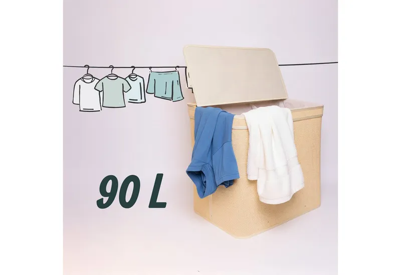 RELAXDAYS RELAXDAYS Wäschekorb Bambus Wäschekorb mit Deckel (1 St), natur, 90 L, Braun, – Produktbild 5 von 5