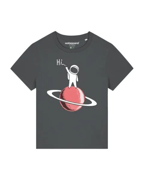 watapparel watapparel T-Shirt Frauen Astronaut says Hi, Anthracite, – Produktbild 1 von 3