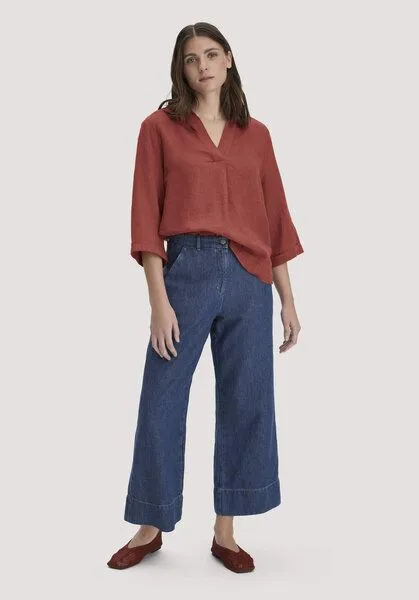 hessnatur hessnatur Jeans ENNELIE Culotte Wide Leg aus Bio-Baumwolle mit TENCEL Lyocell und Leinen, Royal blue, – Produktbild 1 von 3