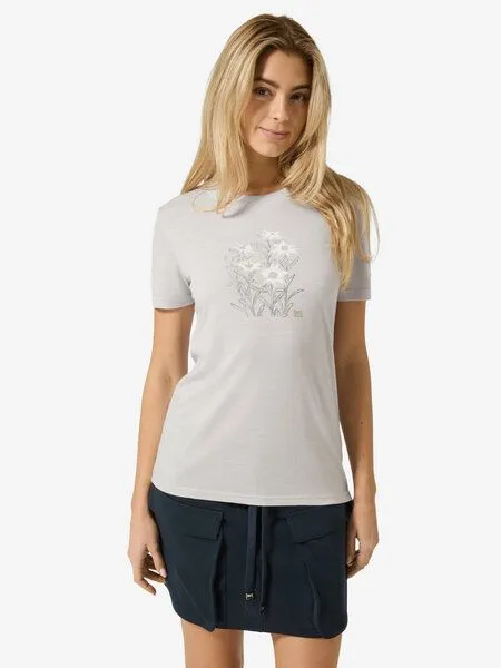 Super.Natural Super.Natural Merino T-Shirt W EDELWEISS BIO J TEE für Damen, White stone melange/various, – Produktbild 2 von 4