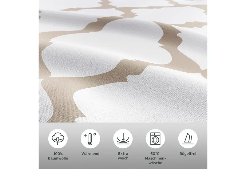 OTTO home Wendebettwäsche Alba in Gr. 135x200 oder 155x220 cm, Biber, 2 teilig, Bettwäsche mit Wendeoptik, in verschiedenen Qualitäten, Baumwolle, Beige, – Produktbild 4 von 6