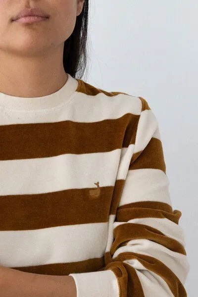 TWOTHIRDS TWOTHIRDS Velours-Sweatshirt Hawi, Gold brown stripes, – Produktbild 3 von 3
