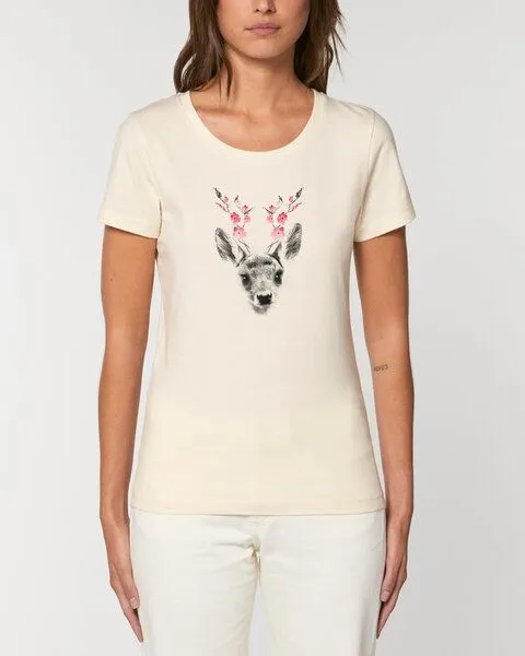 Human Family Human Family Bio Damen Rundhals-T-Shirt "Fawn" aus Bio-Baumwolle, Natural, – Produktbild 1 von 2