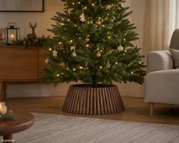 Kaemingk Kaemingk Künstlicher Weihnachtsbaum Everlands, Baumring Braun Holz H: 25 cm, Ø: 57 cm, für Bäume bis 1,8 m, Holzring, Baumrock, Abdeckung, Baumkragen – Produktbild 1 von 1