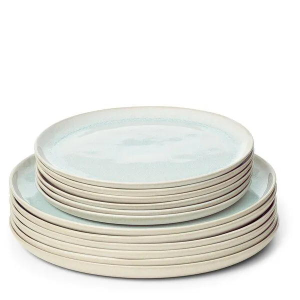 Econovo Econovo Geschirrset Keramikteller 12-tlg., Hellblau-wiess (hellblau), – Produktbild 1 von 4