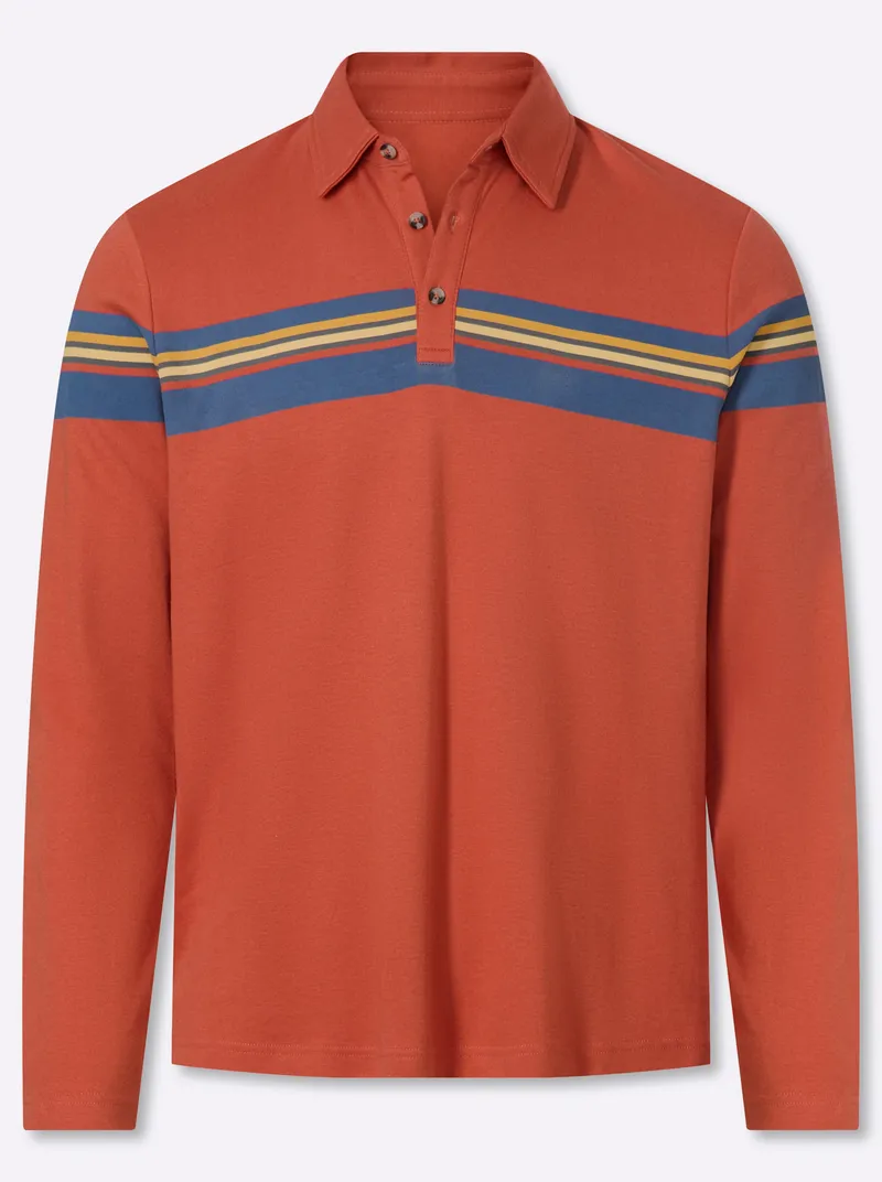 Catamaran Langarm-Poloshirt terra-bedruckt, Terra-bedruckt, – Produktbild 1 von 2