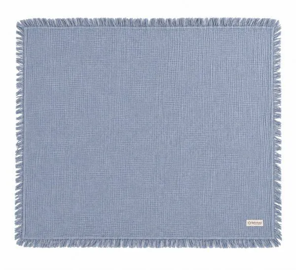 Bebekevi Bebekevi Babydecke Musselin 100 × 110 cm | 100 % Baumwolle | 2-lagig | Mit Fransen | OEKO-TEX®, Blau, – Produktbild 2 von 4