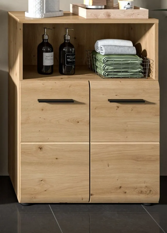 Inn.Furn Kommode Cover (Badschrank in Eiche Artisan, 2-türig, 60 x 80 cm), mit viel Stauraum, Beige, – Produktbild 3 von 5