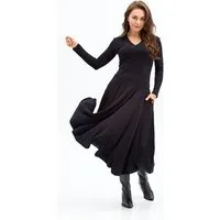 KOKOworld Kleid Lia – Maxikleid mit ausgestelltem Rock – Lange Ärmel – V-Ausschnitt – Versteckte Taschen – 100% in der EU fair produziert – KOKOworld – Produktbild 1 von 1