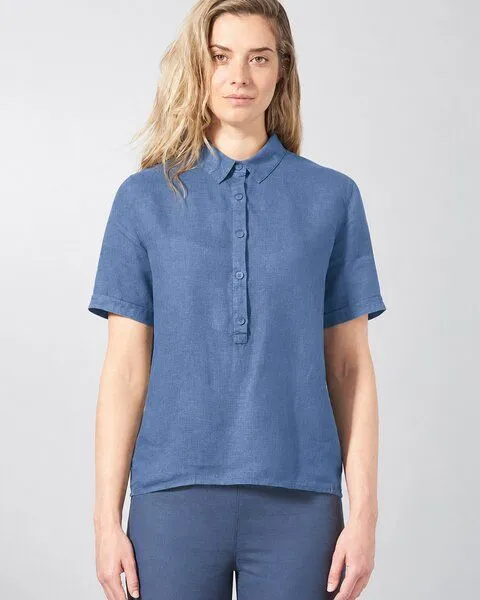 HempAge HempAge 100% Schlupfbluse Damen, Blueberry (blau), – Produktbild 2 von 4