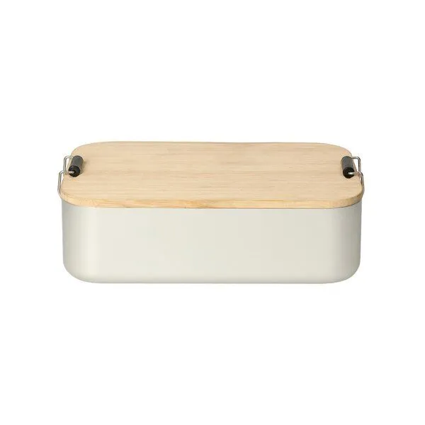 elasto elasto Vorratsdose 'Bamboo' groß - aluminium Brotdose inkl. Schneidebrett, Silber, – Produktbild 2 von 4