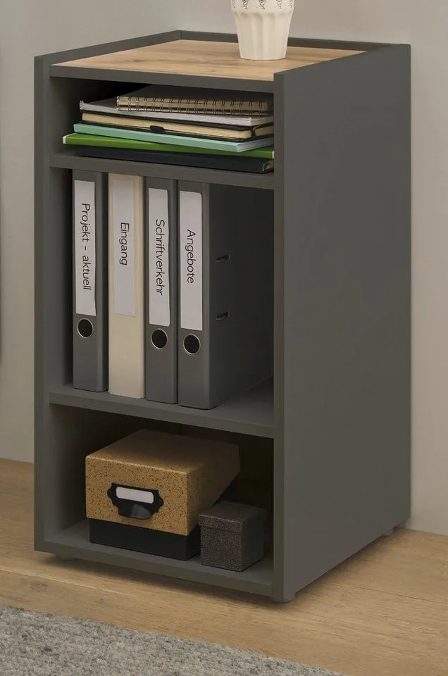 Furn.Design Container Center (Büroregal in grau matt mit Wotan Eiche, 40 x 70 cm) Schreibtischhöhe, Grau, – Produktbild 2 von 5