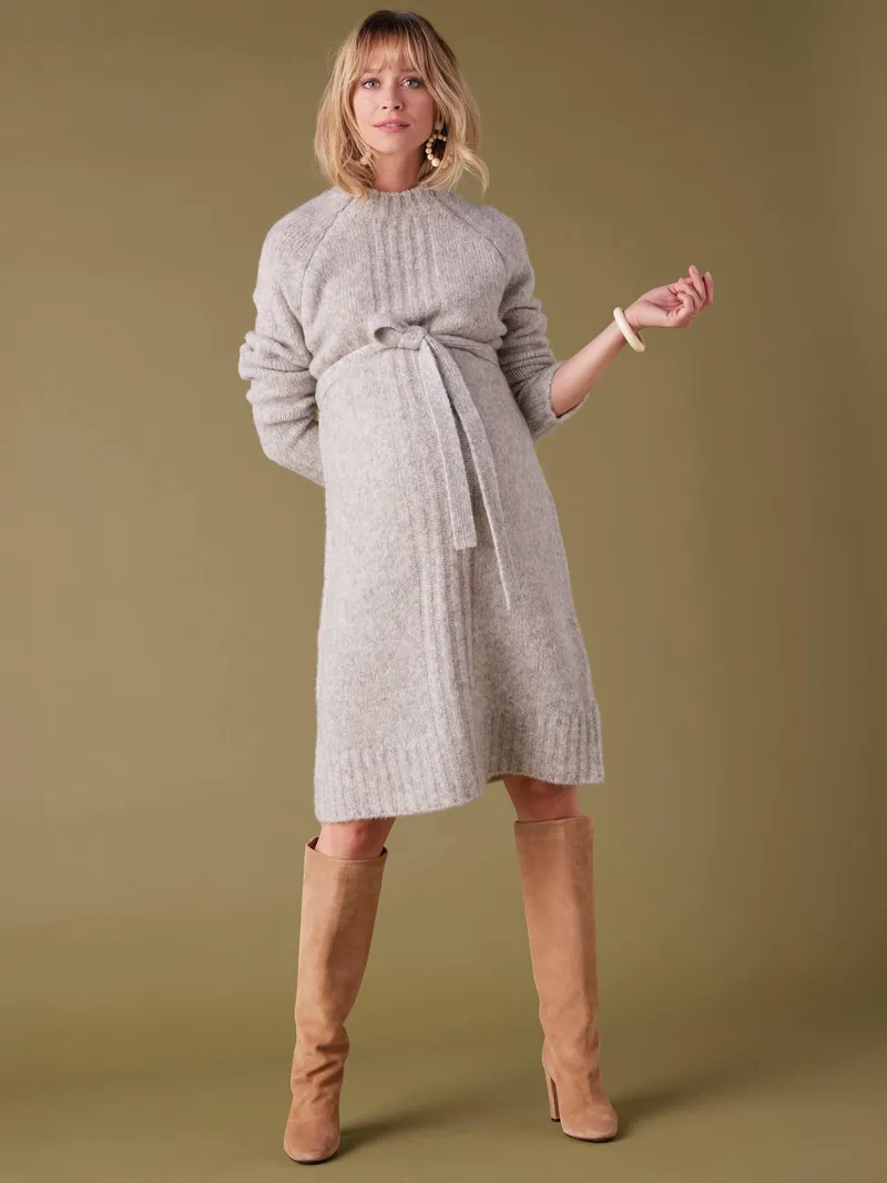 Envie De Fraise Strickkleid für Schwangerschaft und Stillzeit ENVIE DE FRAISE, Perlgrau, – Produktbild 1 von 4