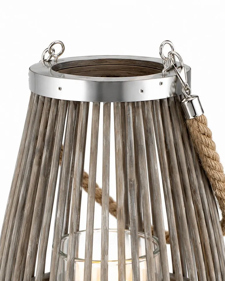Annastore Laterne aus Bambus mit Henkel und Glaszylinder Bambuslaterne Gartenlaterne, Windlicht aus Bambus – Produktbild 4 von 5