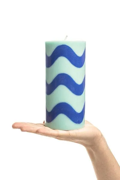 Tranquillo Tranquillo Stumpenkerze GLUMI WAVE, Wax040-blue, – Produktbild 3 von 4