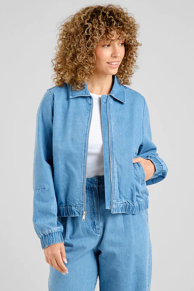 Dedicated DEDICATED Damen vegan Bomberjacke Sunna Jeansblau, Blau, – Produktbild 2 von 2