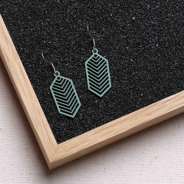 feinformart feinformart Ohrringe aus Holz - Geometric, Aquamarin (türkis), – Produktbild 3 von 5