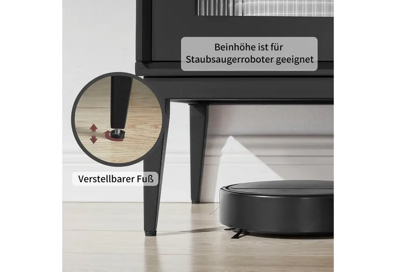 OTTO home Sideboard Lavisha, FSC-zertifiziertes Holz kombiniert Melamin, verchromten Metallgriffen, Schwarz, – Produktbild 6 von 8