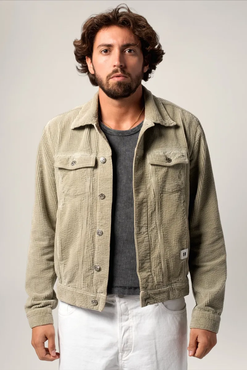 Côtelé Côtelé Herren vegan Trucker Jacke Jim, Grün, – Produktbild 2 von 2